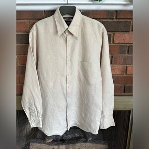 🖤 Men’s Washable Linen Utopia button down shirt super light tan color, small